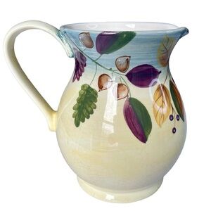 North Dakota Glossy Stoneware Shabby Chic Water Pitcher Jug Vase 64 oz